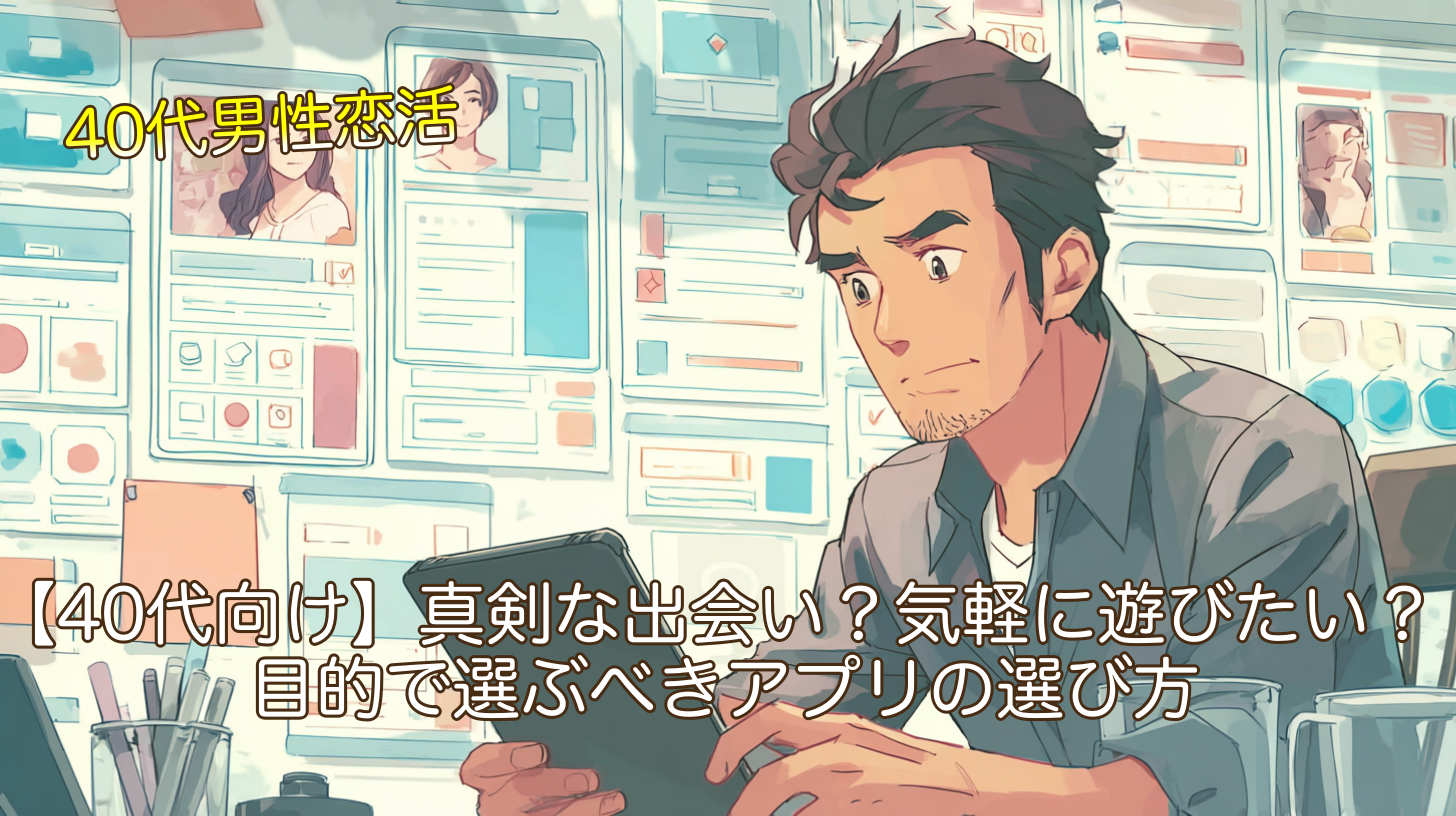 【40代向け】真剣な出会い？気軽に遊びたい？目的で選ぶべきアプリの選び方