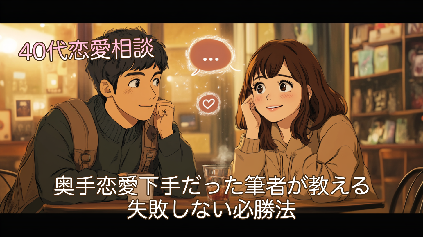 【40代恋愛相談】もう一人で悩まない、奥手恋愛下手だった筆者が教える失敗しない必勝法